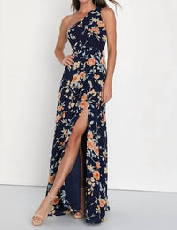 Lulus - Women's Elegant Admiration One Shoulder Maxi Dress