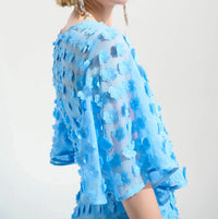 Joseph Ribkoff - 3d Florals Belted Chiffon Dress