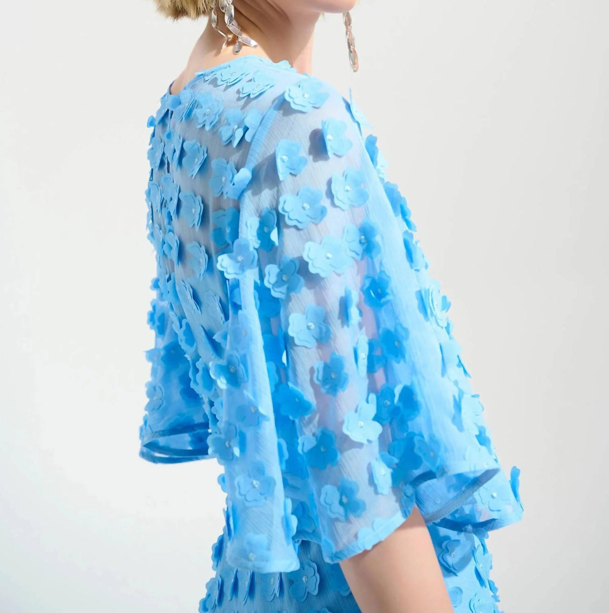Joseph Ribkoff - 3d Florals Belted Chiffon Dress