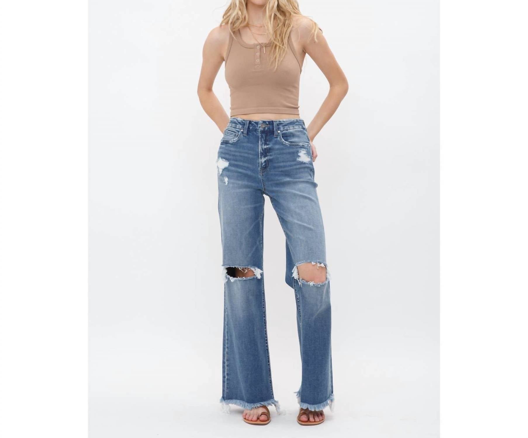 Mica Denim - Dehours High Rise Wide Leg Jeans