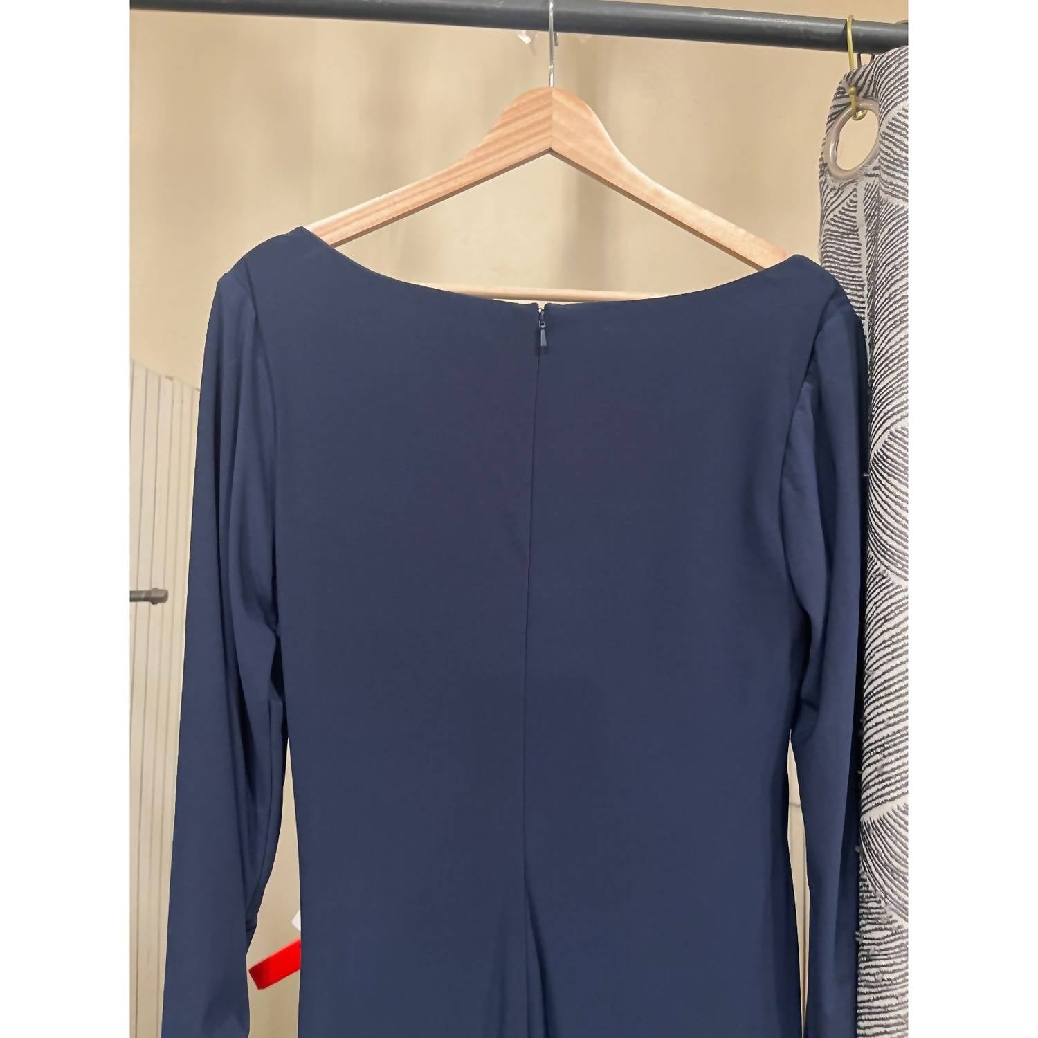 Mac Duggal - Ieena Long Sleeve Ruched V-neck Dress