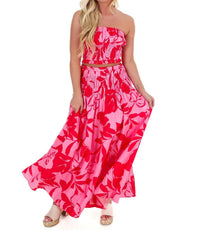 Flying Tomato - On Island Time Strapless Top And Maxi Skirt Set