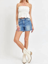 Risen - High Rise Front Seam With Slit Shorts