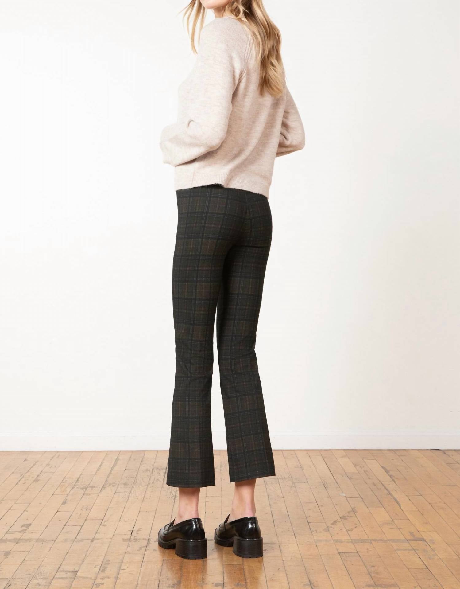 Avenue Montaigne Leo Flare Cut Pants in heritage plaid - women's pants - alternate view