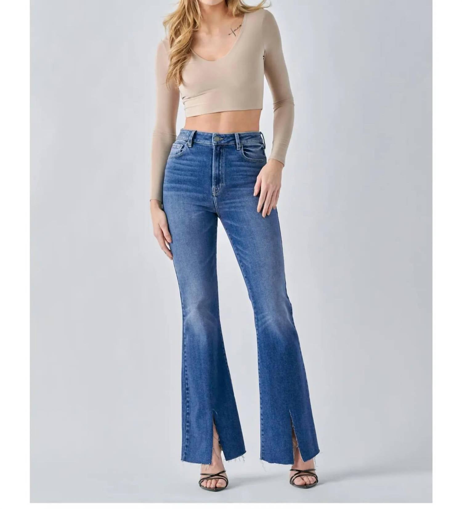 Hidden - Diva Front Slit Flare Jeans