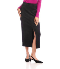 Karen Kane Faux Suede Front Slit Skirt in black 1 - women's skirt
