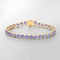 Diana M Jewels Women's Round Natural Tanzanite Bracelet (12.60 Ct) - Grand in 14k yellow gold - women's item