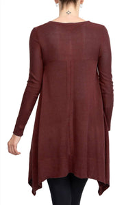 Cupio - V-neck Long Sleeve High Low Hem Top