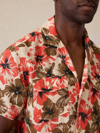 Faherty Reserve Basque Short Sleeve Camp Shirt in wildwood poppy - men's shirt - alternate view