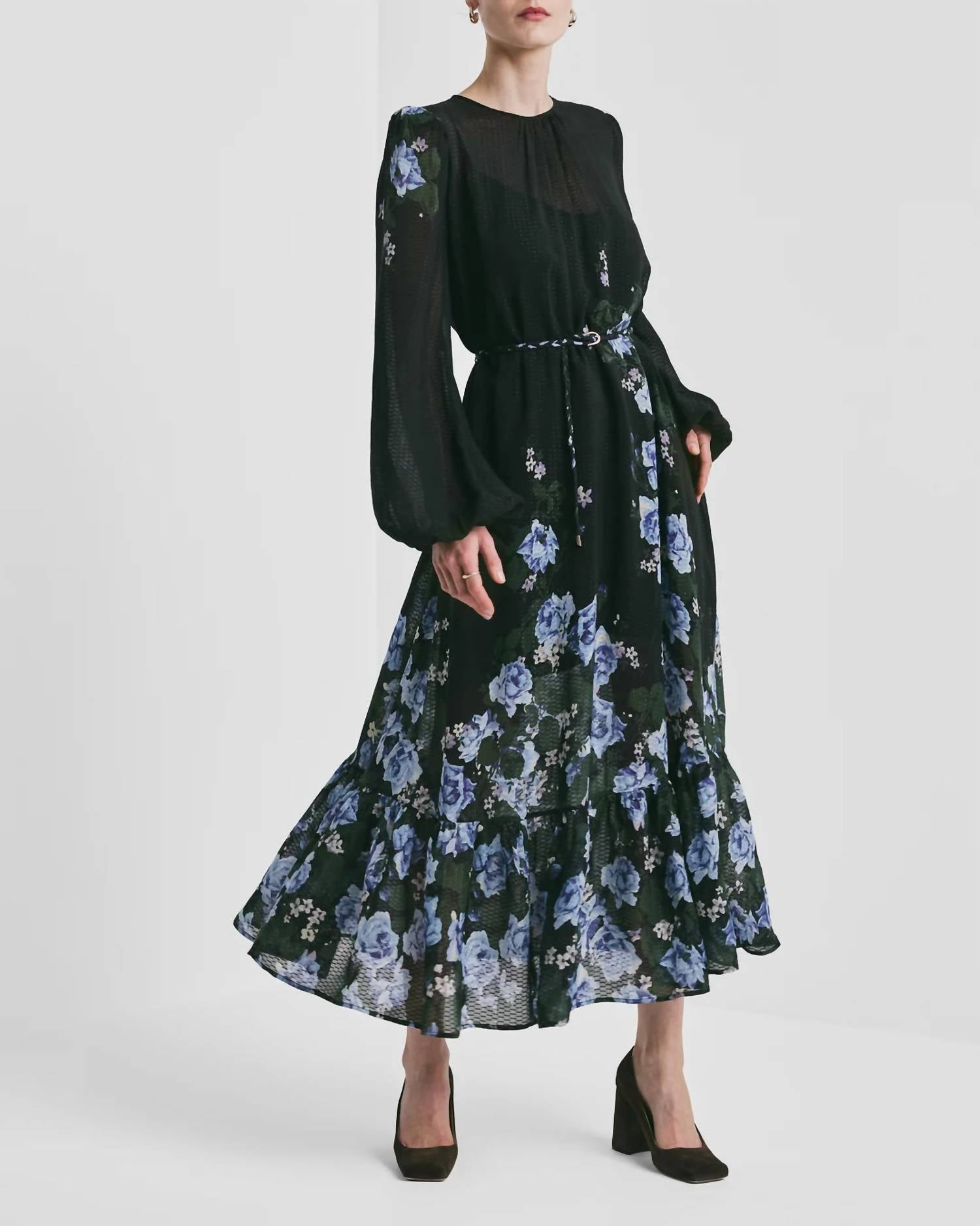 byTiMo Georgette Relaxed Midi Dress in amadora 1 - women's dress - alternate view