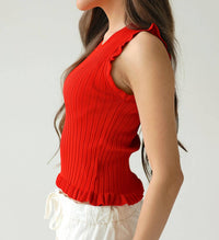 Hem & Thread - Austin Ribbed High-neck Frill Tank