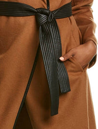 Women Black Juliette Double Face Wool Belted Coat