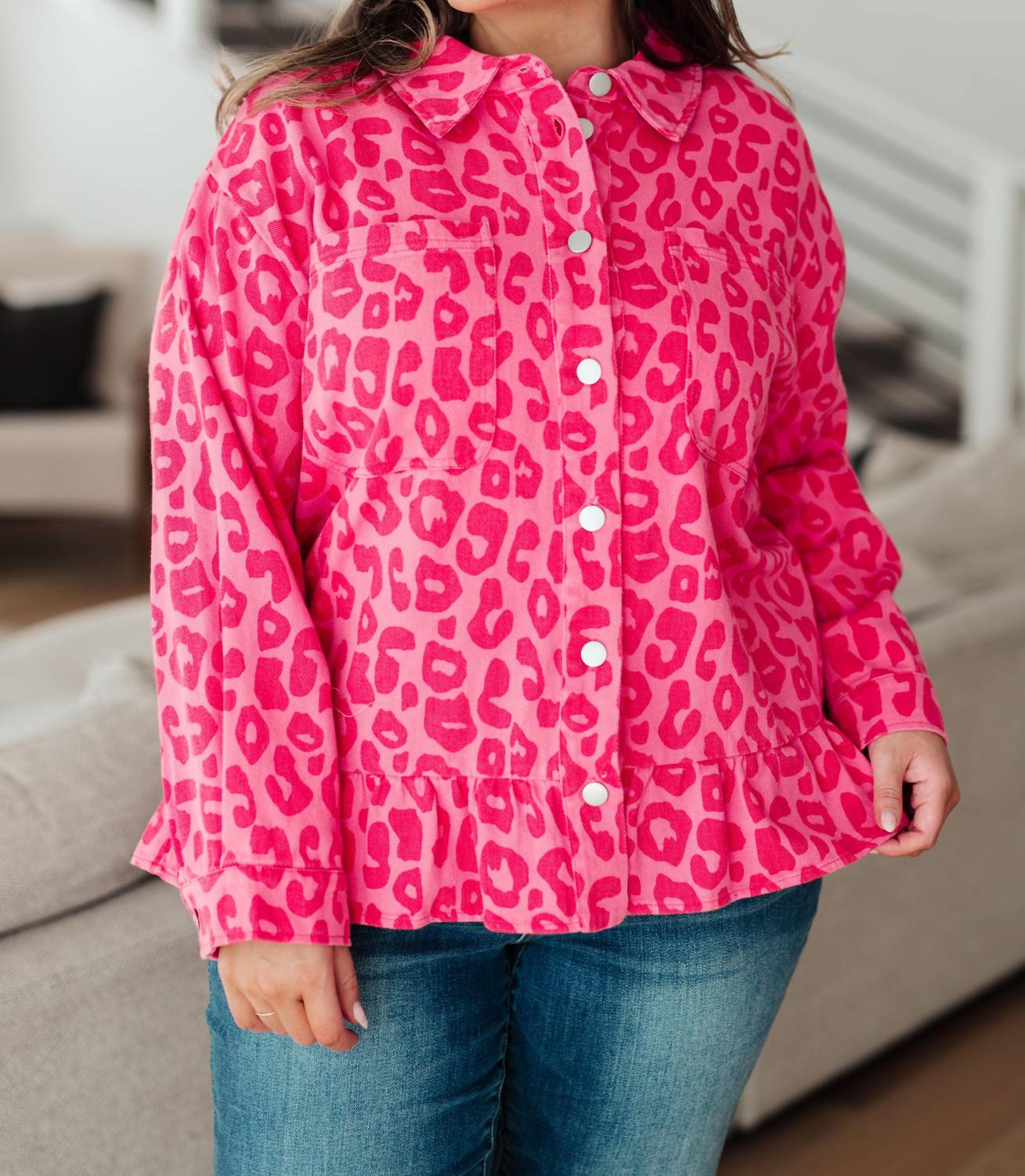 Jodifl - Wild At Heart Animal Print Button Down Jacket