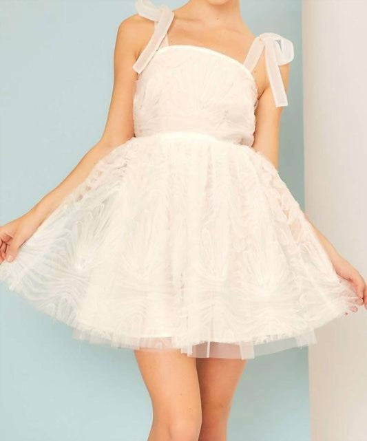 Main Strip - Shirring Mini Dress With Solid Organza