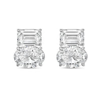 Diana M Jewels - Women's Emerald & Oval Lab-grown Diamond Stud Earrings (8.00 Tcw) - Elegant Plus