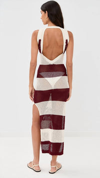 Beach Riot Holly Rose Dress in merlot stripe - women's dress - detail view