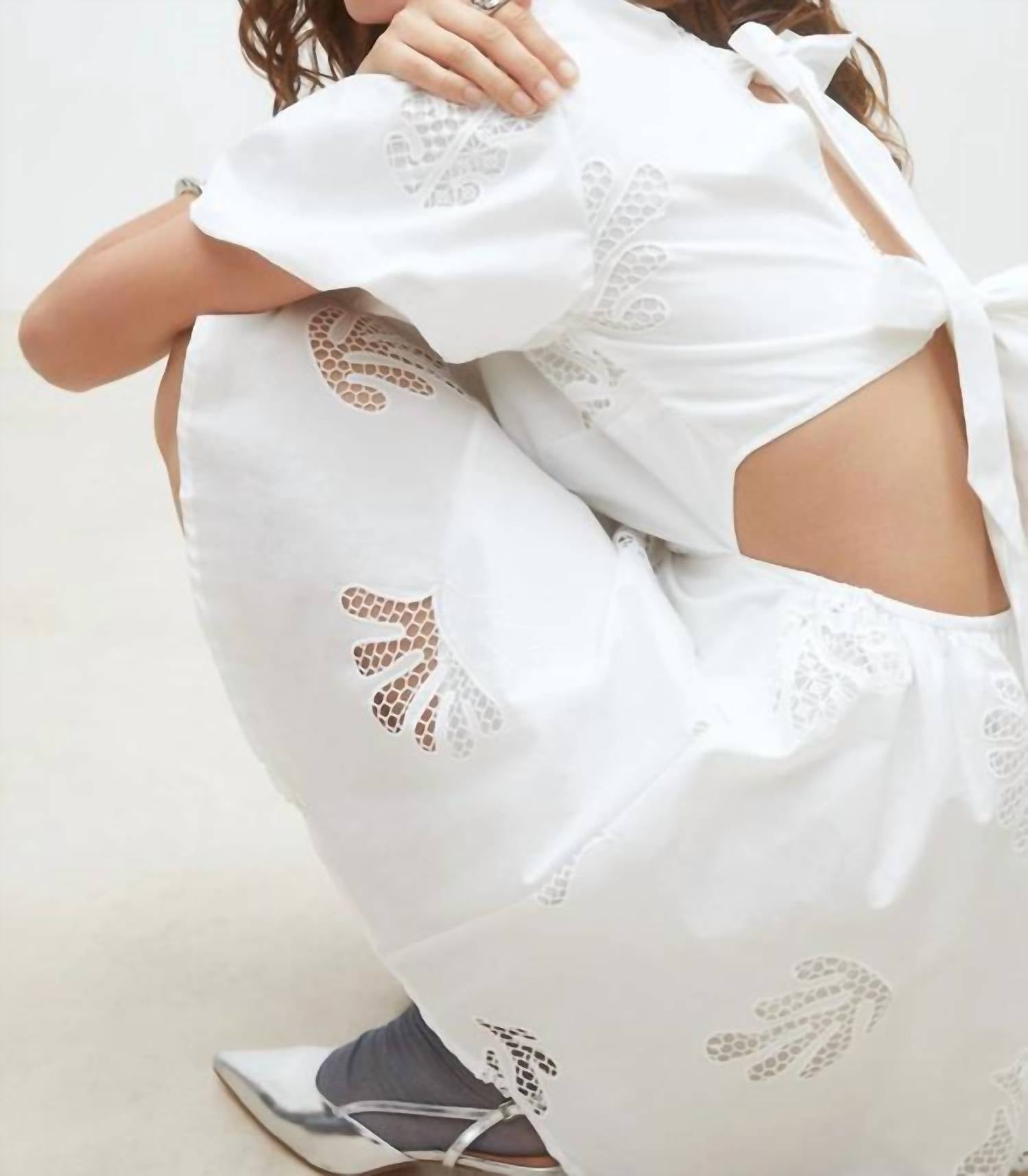 Suncoo - Celest Short Embroidered Poplin Dress