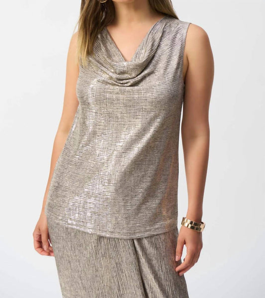 Joseph Ribkoff - Foiled Knit Cowl Neck Sleeveless Top