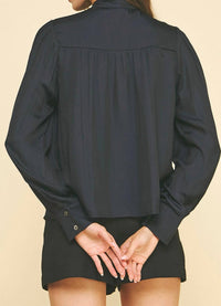 PINCH Tie Neck Long Sleeve Top in black - women's long sleeve top - view 4