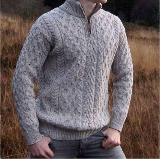 Aran Crafts - Half Zip Aran Sweater