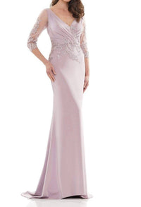 Marsoni By Colors - Embroidery Detailed Polished Gown Mv1145