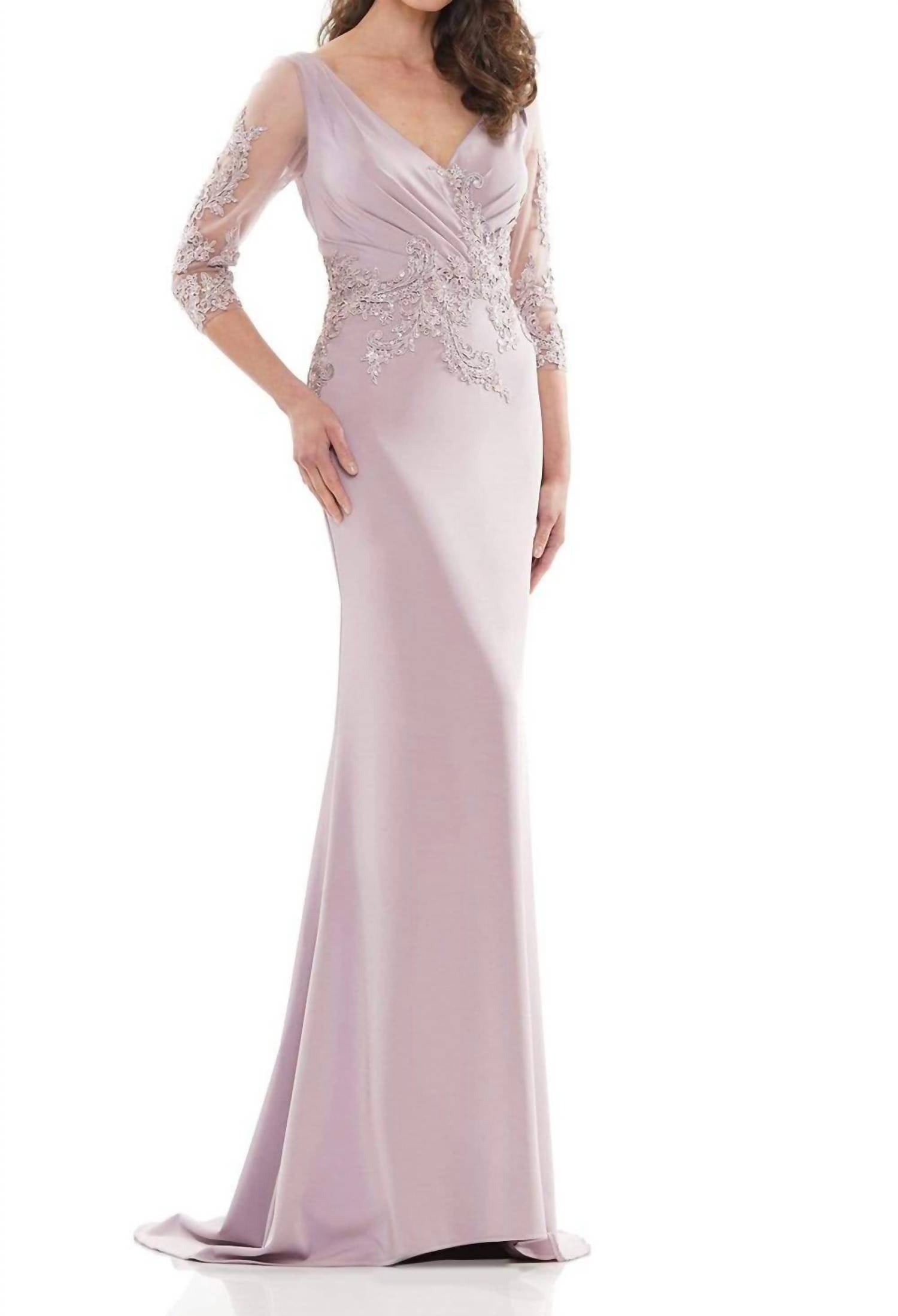 Marsoni By Colors - Embroidery Detailed Polished Gown Mv1145