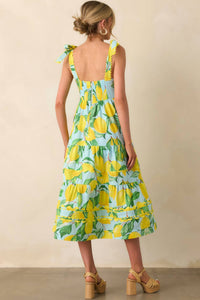 Prosperina Catarina Midi Dress in blue lemon - women's dress - alternate view