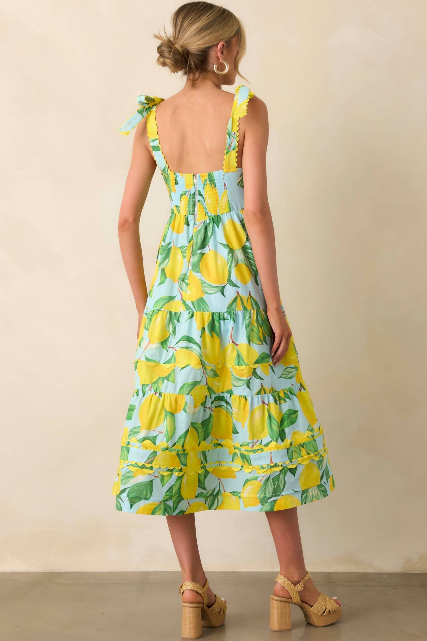Prosperina Catarina Midi Dress in blue lemon - women's dress - alternate view