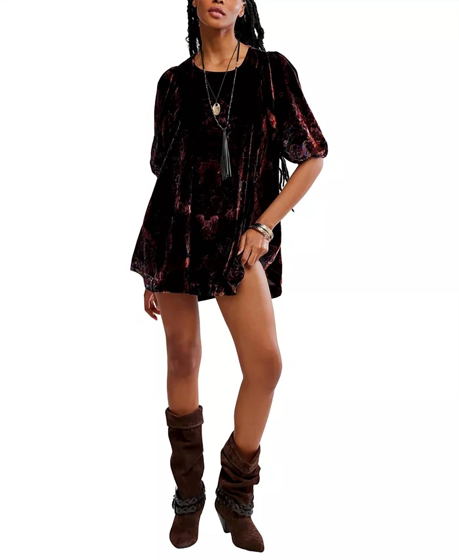 Free People - Maye Printed Velvet Tunic Dress