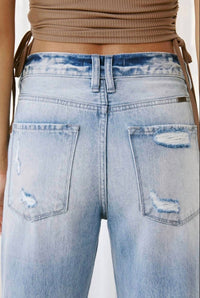 Kancan - High Rise Flare Distressed Jeans