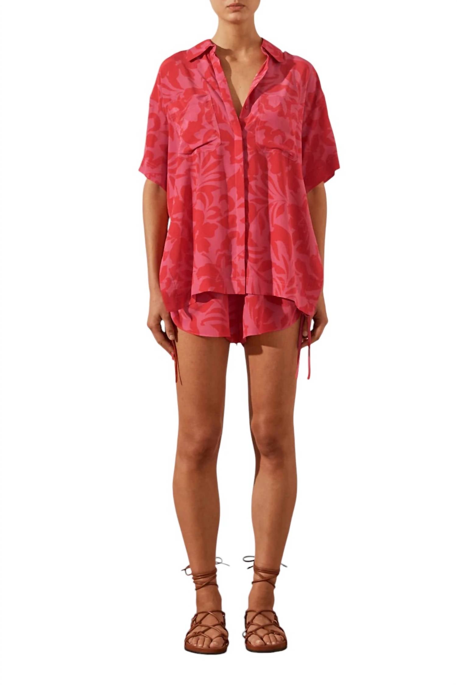 Shona Joy - SILK SHORT SLEEVE RELAXED SHIRT