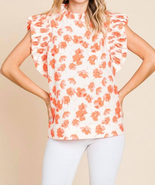 Jodifl - Floral Pattern Frilly Top