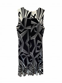 Bali Corp. Women Abstract Print Wave Hem Mini Dress in black white - women's dress - detail view