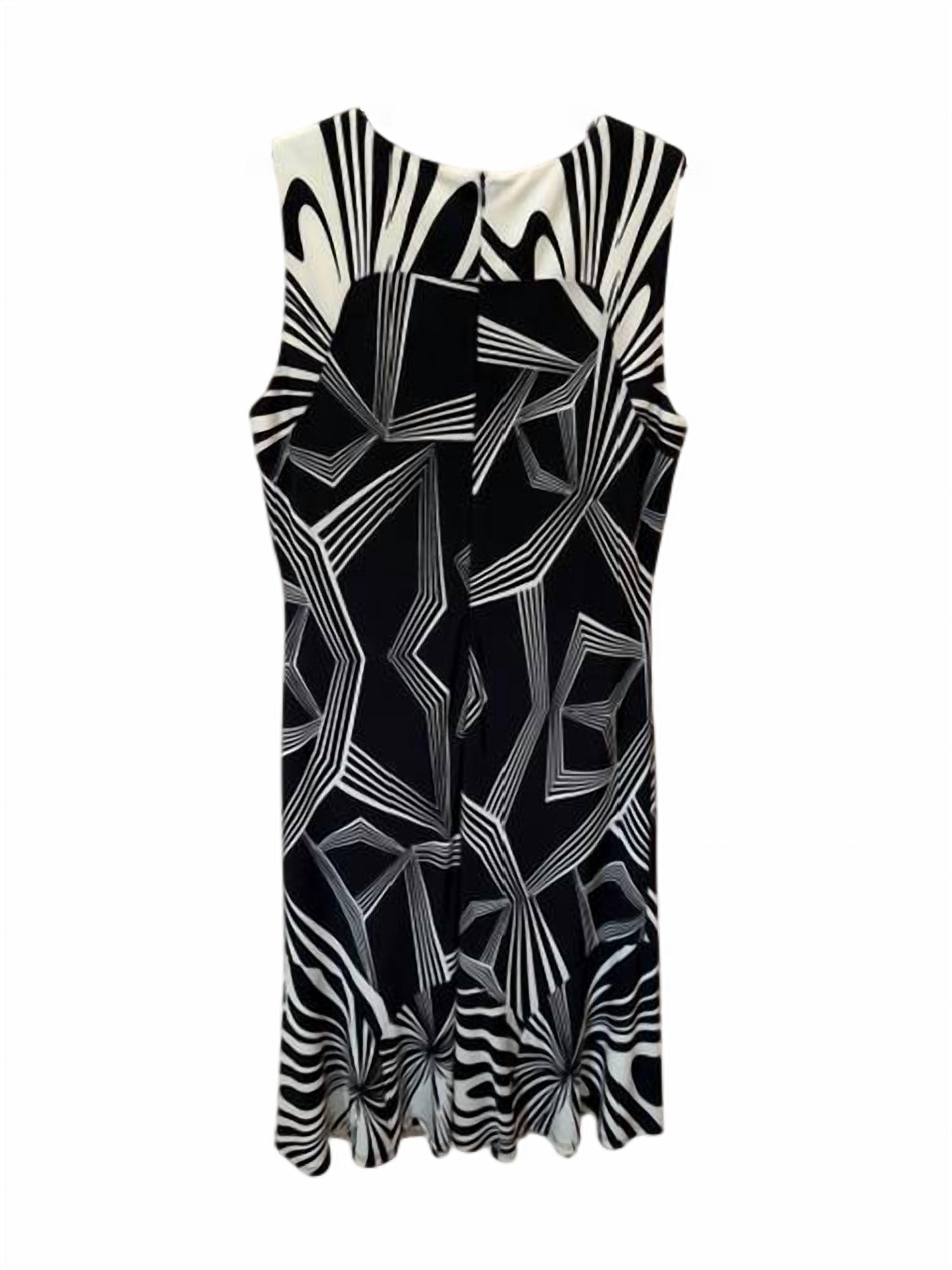 Bali Corp. Women Abstract Print Wave Hem Mini Dress in black white - women's dress - detail view