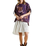 Umgee - Tie Dye Cinched Short Sleeve Top With Side Slits
