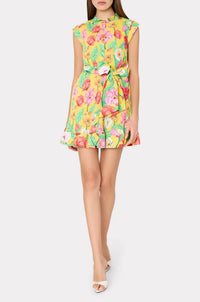 Milly - Joan Tulip Rosette Pleated Mini Dress