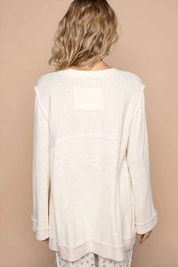 Pol - Embroidered Round Neck Long Sleeve Knit Top