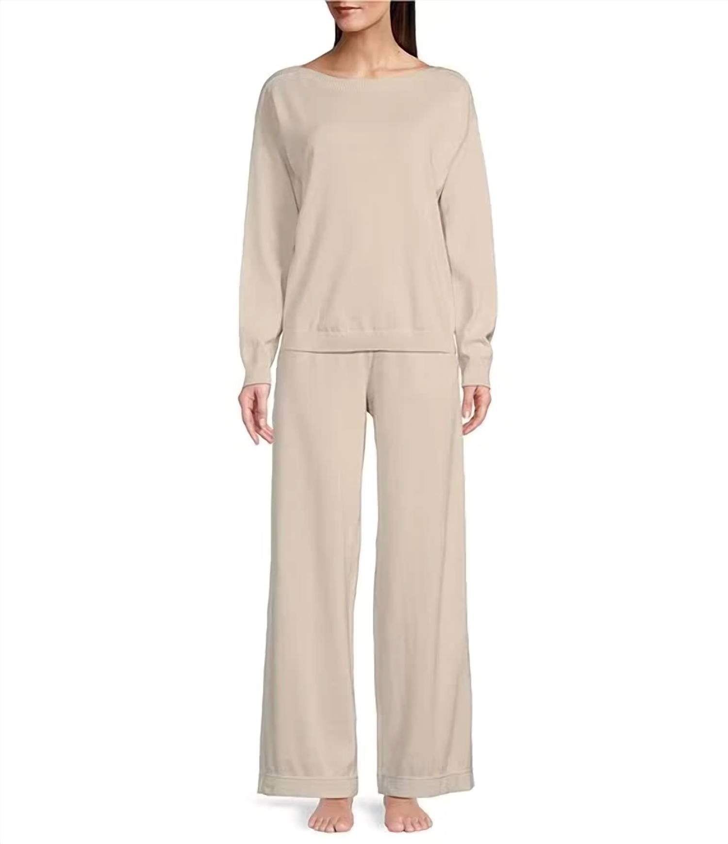 Barefoot Dreams - Jersey Roll Pullover & Wide Leg Pant Set