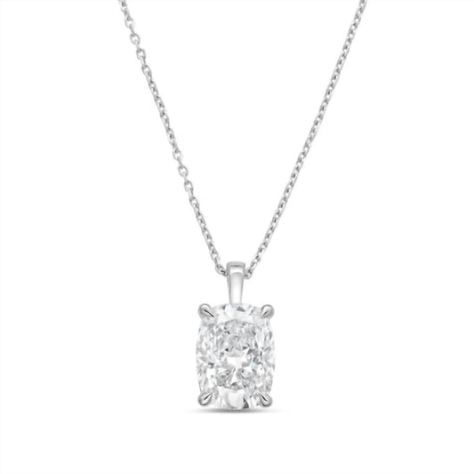 Diana M Jewels - Cushion-cut Lab-grown Diamond Solid Bail Pendant Necklace - 12.00 Ct