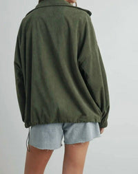Urban Daizy - Nakia Lapel Corduroy Zipper Jacket