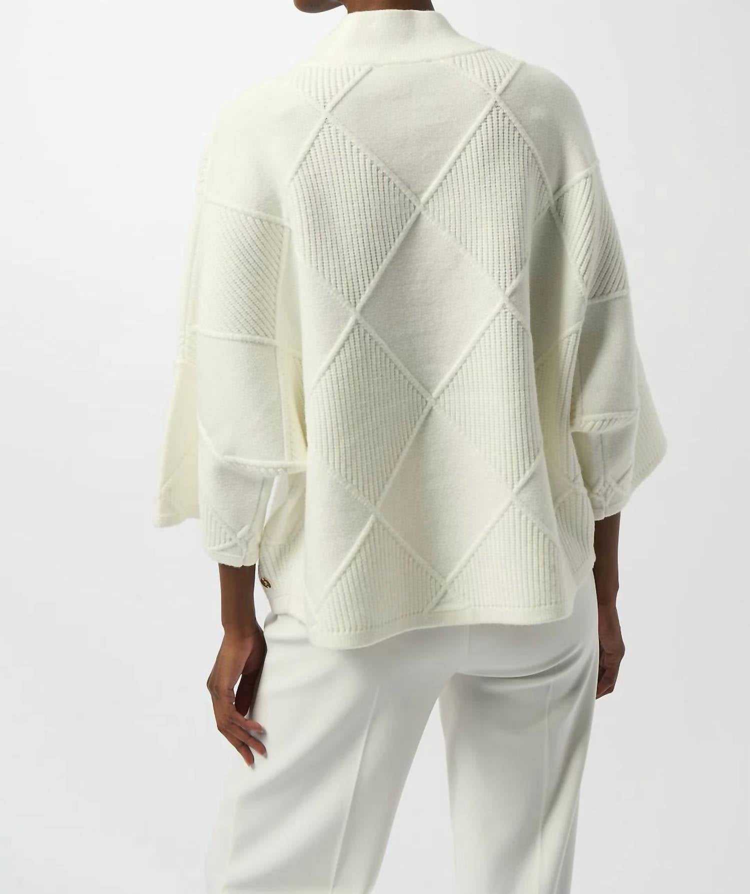 Joseph Ribkoff - Textured Mock Neck 3/4 Sleeve Sweater