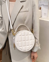 Accity - Waffle Pattern Round Canteen Crossbody Bag
