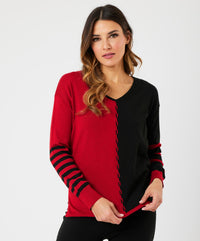 Angel Apparel - V-Neck Cable Sleeve Sweater