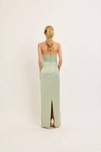 Lena - Strapless Asymmetrical Satin Maxi Dress