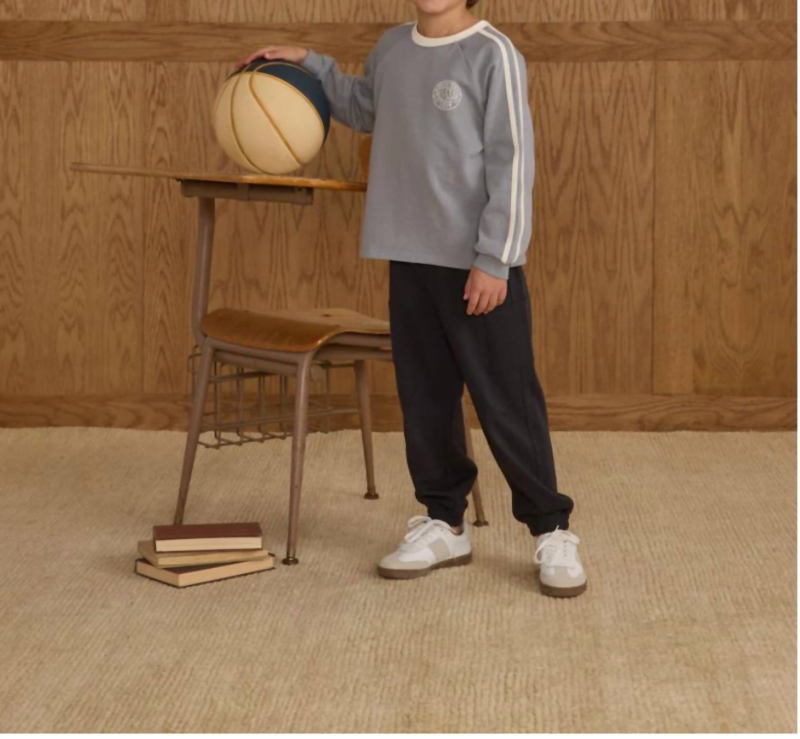 Rylee + Cru Boy's Jersey Long Sleeve Tee in dusty blue - kids' long sleeve top - view 4