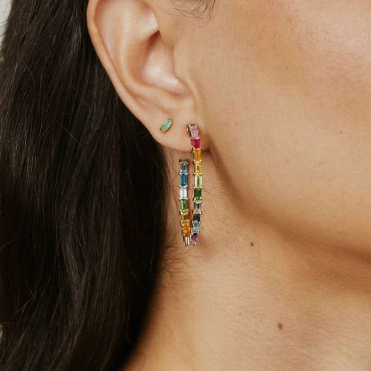 Eriness - Baguette Hoop Earrings