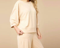Softies - Terry Cropped Sleeve With Wide Leg Pants Set