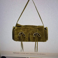 Dolce Vita Women's Hudson Handbag in olive suede - women's bag - detail view