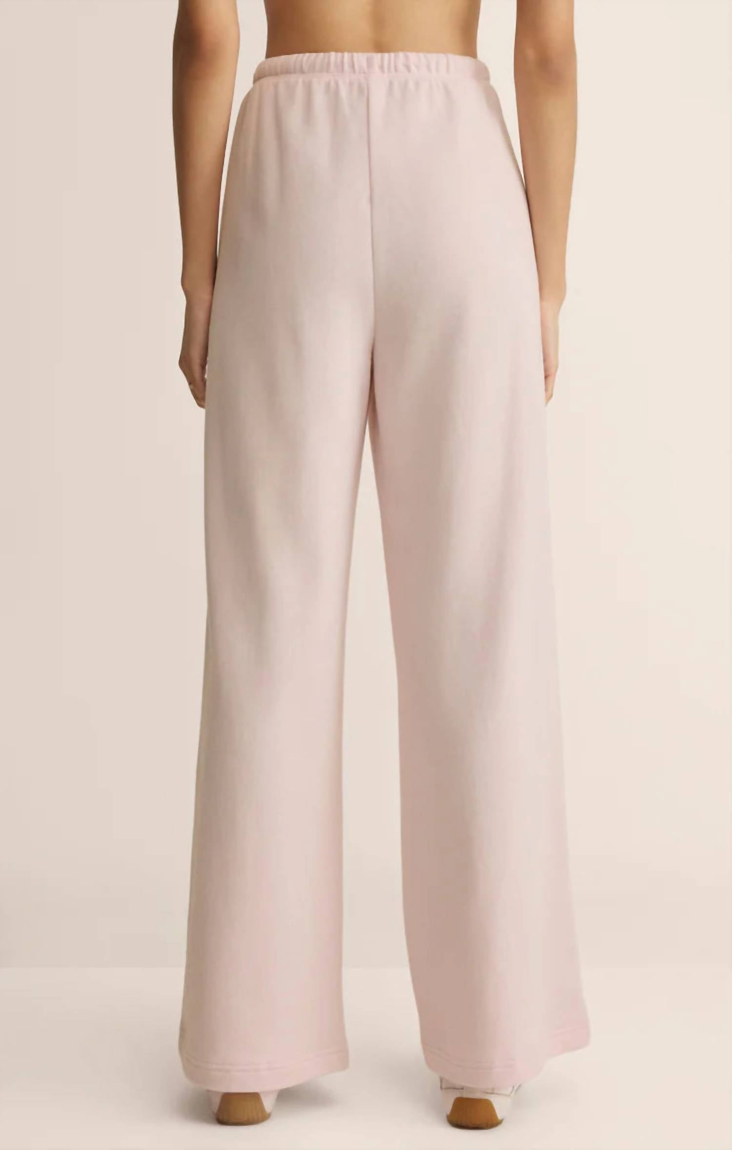 Z Supply French Terry Track Pant in baby pink - women's pants - detail view