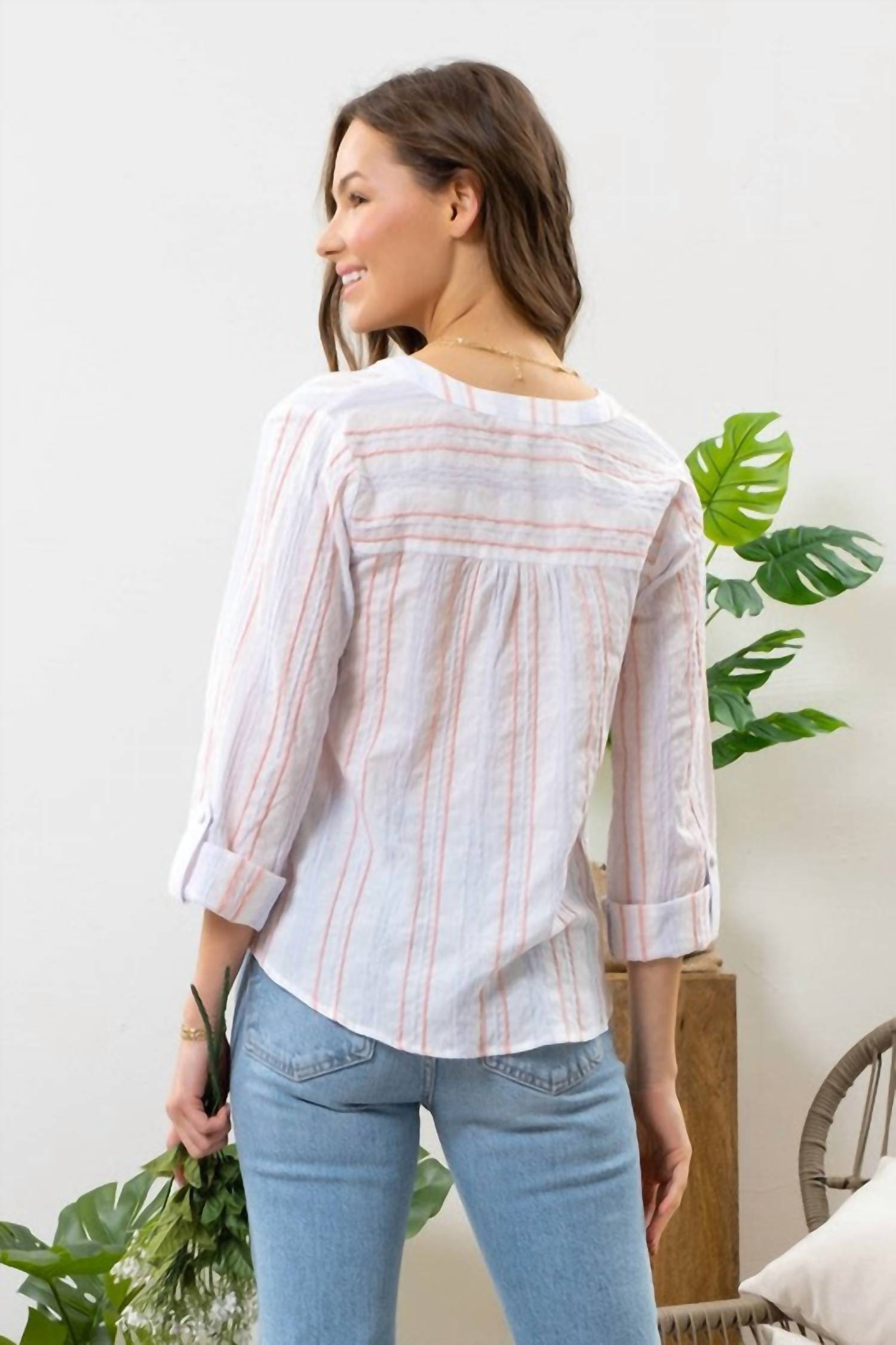 Blu Pepper - Striped V-neck Top